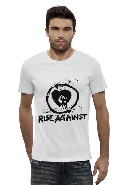 Заказать мужскую футболку в Москве. Футболка базовая Rise Against от BURNSHIRTS - готовые дизайны и нанесение принтов.