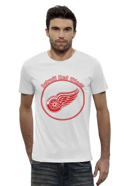 Заказать мужскую футболку в Москве. Футболка базовая Detroit Red Wings от kspsshop - готовые дизайны и нанесение принтов.