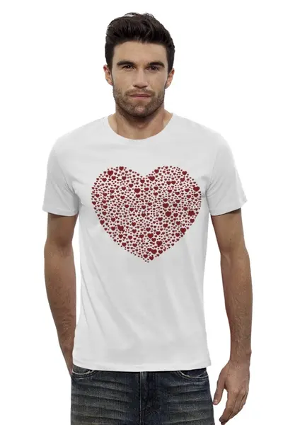 Заказать мужскую футболку в Москве. Футболка базовая Сердца в сердце серая от pyzhik - готовые дизайны и нанесение принтов.