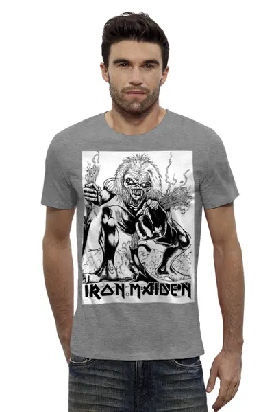 Заказать мужскую футболку в Москве. Футболка базовая Iron Maiden Band от Leichenwagen - готовые дизайны и нанесение принтов.