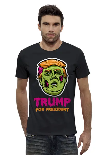 Заказать мужскую футболку в Москве. Футболка базовая Трамп зомби от Leichenwagen - готовые дизайны и нанесение принтов.