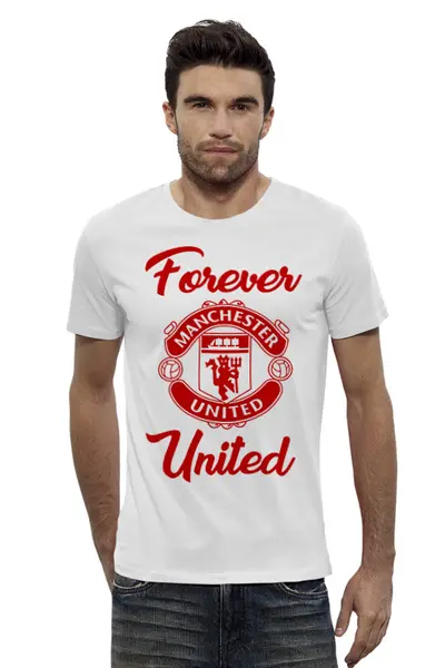 Заказать мужскую футболку в Москве. Футболка базовая Манчестер Юнайтед  от geekbox - готовые дизайны и нанесение принтов.