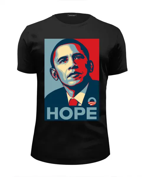 Заказать мужскую футболку в Москве. Футболка базовая Обама Hope от denis01001 - готовые дизайны и нанесение принтов.