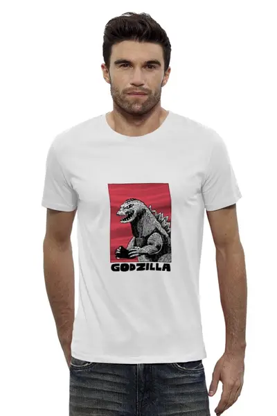 Заказать мужскую футболку в Москве. Футболка базовая Godzilla от Татьяна - готовые дизайны и нанесение принтов.