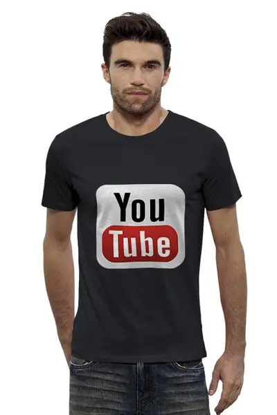 Заказать мужскую футболку в Москве. Футболка базовая YouTube от Jimmy Flash - готовые дизайны и нанесение принтов.