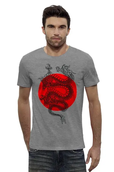 Заказать мужскую футболку в Москве. Футболка базовая Dragon от mr.uglyduckly - готовые дизайны и нанесение принтов.