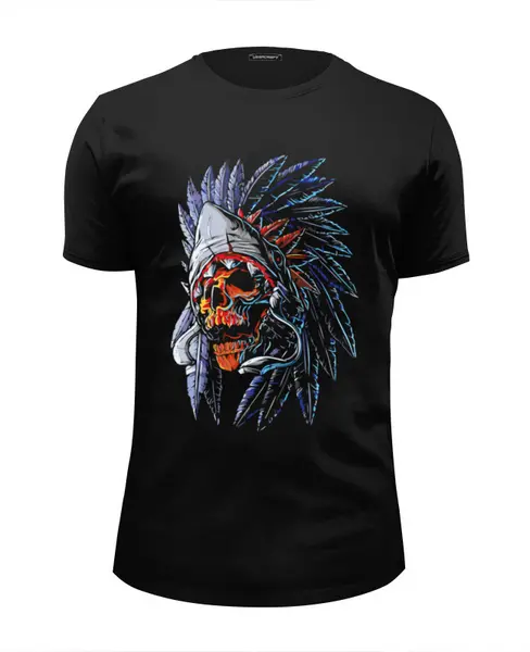 Заказать мужскую футболку в Москве. Футболка базовая ☠ Skull Indian ☠ от balden - готовые дизайны и нанесение принтов.