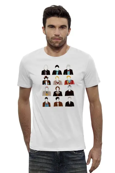 Заказать мужскую футболку в Москве. Футболка базовая Двенадцать Докторов от printik - готовые дизайны и нанесение принтов.