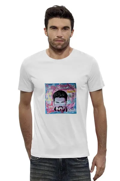 Заказать мужскую футболку в Москве. Футболка базовая George Michael от Fedor - готовые дизайны и нанесение принтов.