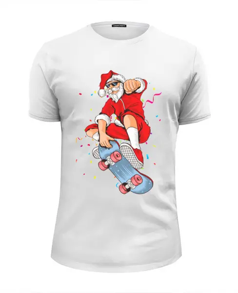Заказать мужскую футболку в Москве. Футболка базовая Extreme Santa от balden - готовые дизайны и нанесение принтов.