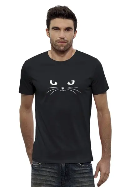 Заказать мужскую футболку в Москве. Футболка базовая Black Cat (Черная Кошка) от coolmag - готовые дизайны и нанесение принтов.