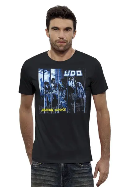 Заказать мужскую футболку в Москве. Футболка базовая U.D.O. Band от Leichenwagen - готовые дизайны и нанесение принтов.