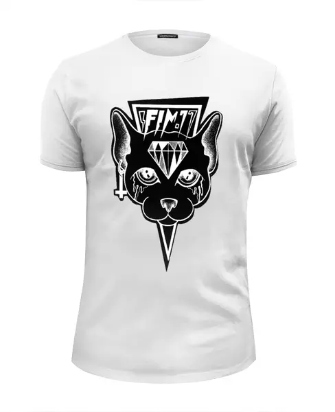 Заказать мужскую футболку в Москве. Футболка базовая cAT КОТ от fimdesigners - готовые дизайны и нанесение принтов.