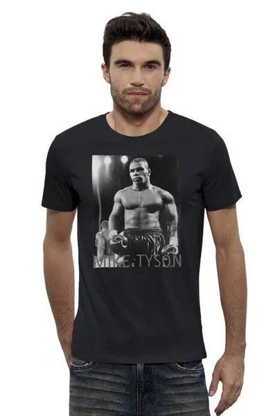 Заказать мужскую футболку в Москве. Футболка базовая Mike Tyson от KinoArt - готовые дизайны и нанесение принтов.