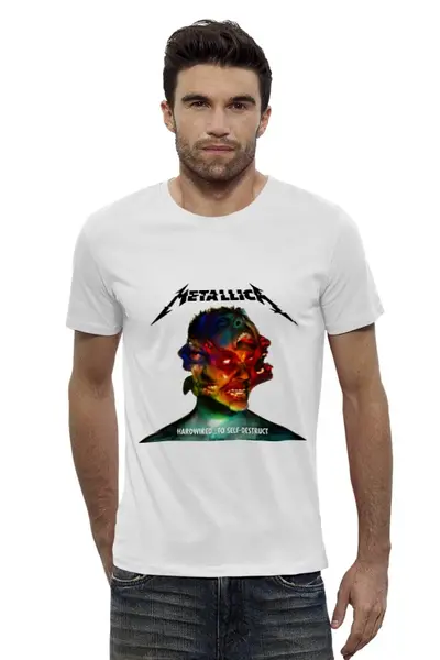 Заказать мужскую футболку в Москве. Футболка базовая Metallica Band от Leichenwagen - готовые дизайны и нанесение принтов.