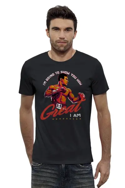 Заказать мужскую футболку в Москве. Футболка базовая Muhammad Ali от Leichenwagen - готовые дизайны и нанесение принтов.