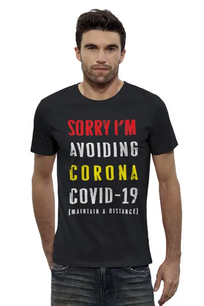Заказать мужскую футболку в Москве. Футболка базовая Coronavirus от balden - готовые дизайны и нанесение принтов.