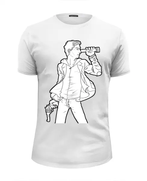 Заказать мужскую футболку в Москве. Футболка базовая Alan Wake (Алан Вэйк)  от fuckinjo - готовые дизайны и нанесение принтов.