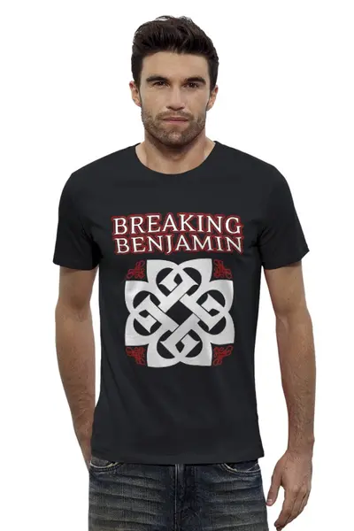 Заказать мужскую футболку в Москве. Футболка базовая Breaking Benjamin от geekbox - готовые дизайны и нанесение принтов.