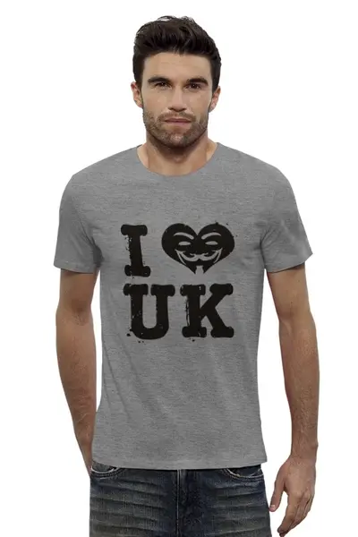 Заказать мужскую футболку в Москве. Футболка базовая UK Love от skynatural - готовые дизайны и нанесение принтов.
