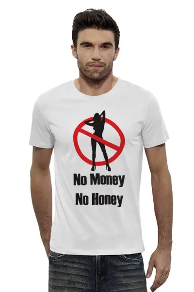 Заказать мужскую футболку в Москве. Футболка базовая No money No honey! (Нет денет, Нет меда!) от Easy-store - готовые дизайны и нанесение принтов.