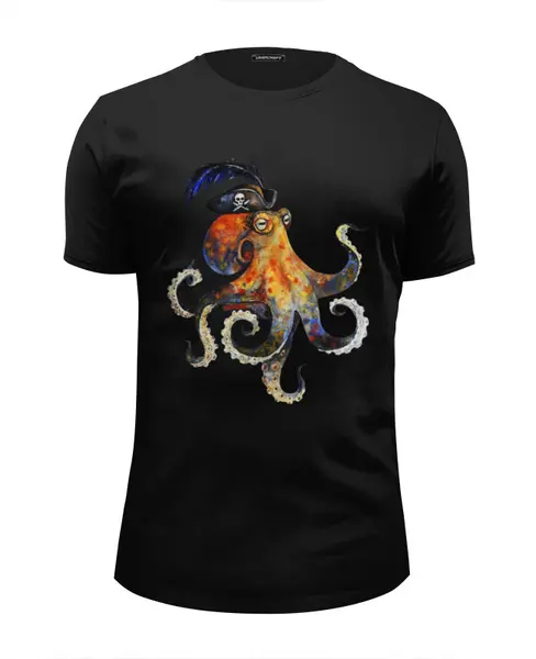 Заказать мужскую футболку в Москве. Футболка базовая Пиратский осьминог от Anna Rosenrot - готовые дизайны и нанесение принтов.