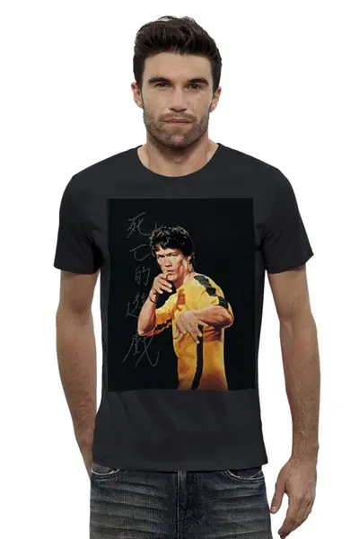 Заказать мужскую футболку в Москве. Футболка базовая Брюс Ли Bruce Lee путь воина от Obi-WanKenobi - готовые дизайны и нанесение принтов.