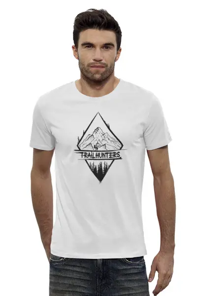 Заказать мужскую футболку в Москве. Футболка базовая Trailhunters от oneredfoxstore@gmail.com - готовые дизайны и нанесение принтов.