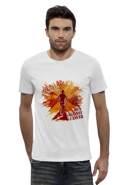 Заказать мужскую футболку в Москве. Футболка базовая Run against cancer от mspnru - готовые дизайны и нанесение принтов.