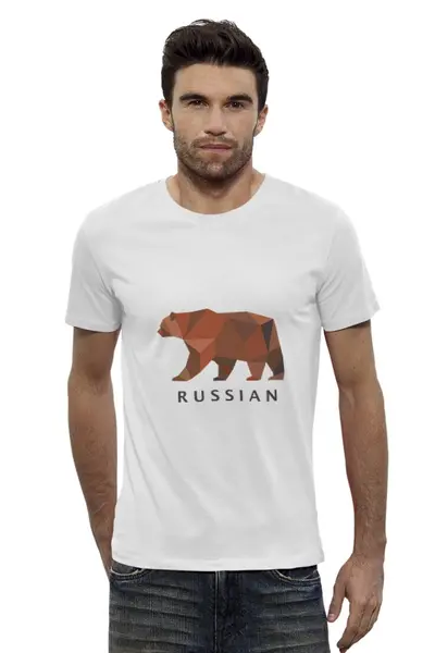 Заказать мужскую футболку в Москве. Футболка базовая RUSSIAN от cherdantcev - готовые дизайны и нанесение принтов.
