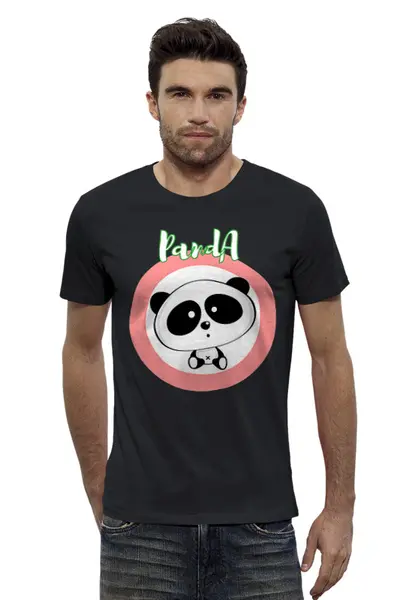 Заказать мужскую футболку в Москве. Футболка базовая Panda от Никита Коледенков - готовые дизайны и нанесение принтов.