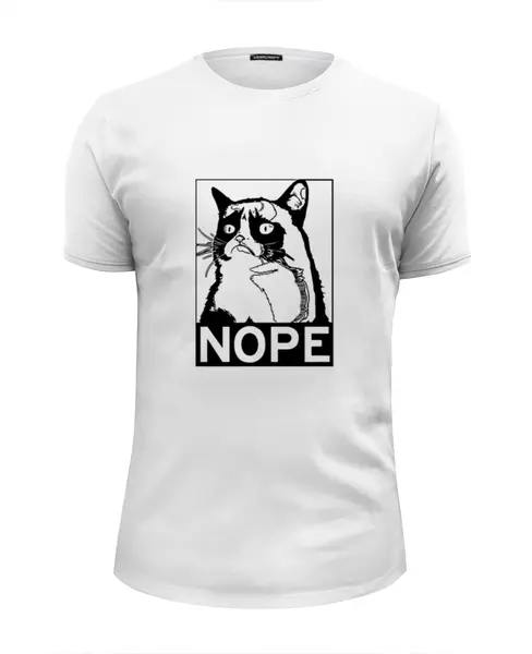 Заказать мужскую футболку в Москве. Футболка базовая Сердитый котик / Grumpy Cat (Штамп) от defann - готовые дизайны и нанесение принтов.