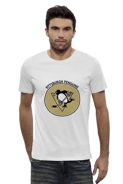 Заказать мужскую футболку в Москве. Футболка базовая Pittsburgh Penguins от kspsshop - готовые дизайны и нанесение принтов.