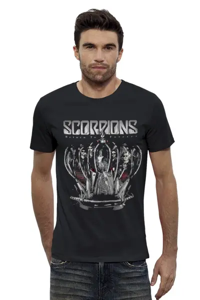 Заказать мужскую футболку в Москве. Футболка базовая Scorpions - Return to Forever tour от Денис - готовые дизайны и нанесение принтов.