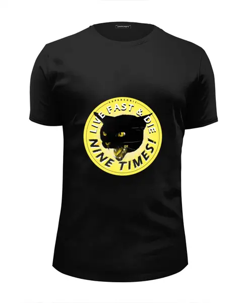 Заказать мужскую футболку в Москве. Футболка базовая Чёрная кошка  от T-shirt print  - готовые дизайны и нанесение принтов.