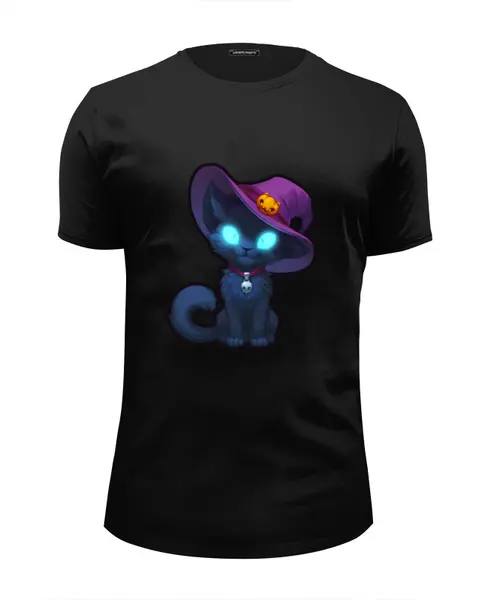 Заказать мужскую футболку в Москве. Футболка базовая black cat от rinkusu - готовые дизайны и нанесение принтов.