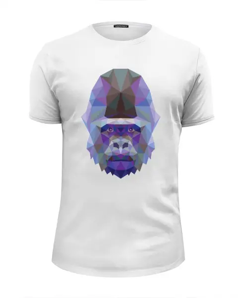 Заказать мужскую футболку в Москве. Футболка базовая Полигональная горилла от oldman - готовые дизайны и нанесение принтов.