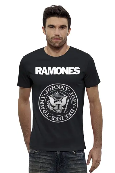 Заказать мужскую футболку в Москве. Футболка базовая Ramones  от rancid - готовые дизайны и нанесение принтов.
