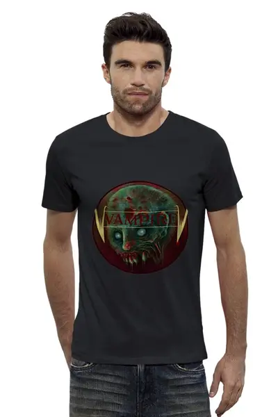 Заказать мужскую футболку в Москве. Футболка базовая Вампир от Leichenwagen - готовые дизайны и нанесение принтов.