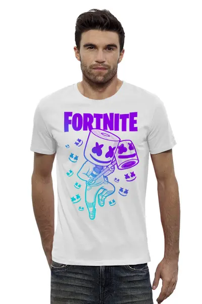Заказать мужскую футболку в Москве. Футболка базовая MARSHMELLO FORTNITE от geekbox - готовые дизайны и нанесение принтов.