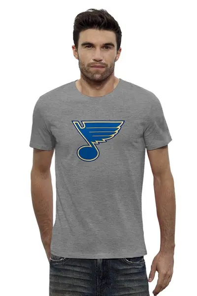 Заказать мужскую футболку в Москве. Футболка базовая St. Louis Blues / NHL USA от KinoArt - готовые дизайны и нанесение принтов.