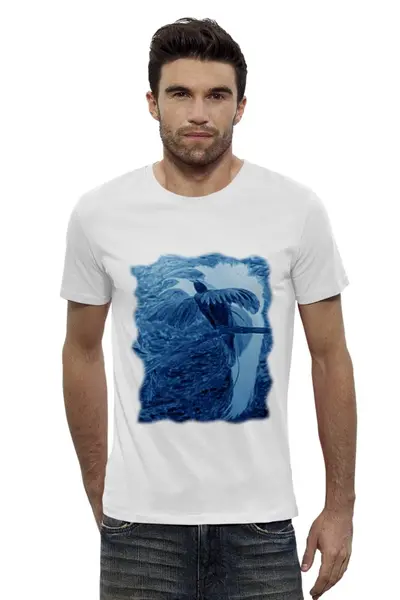Заказать мужскую футболку в Москве. Футболка базовая Синяя птица от veatim@yandex.ru - готовые дизайны и нанесение принтов.