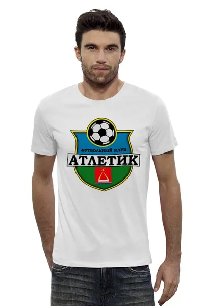 Заказать мужскую футболку в Москве. Футболка базовая ФК "Атлетик" г.Лыткарино от торгаш - готовые дизайны и нанесение принтов.