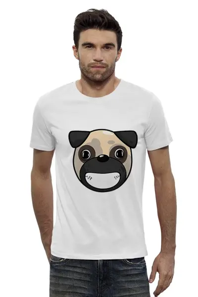 Заказать мужскую футболку в Москве. Футболка базовая улыбающаяся собака от sergei1807@yahoo.com - готовые дизайны и нанесение принтов.