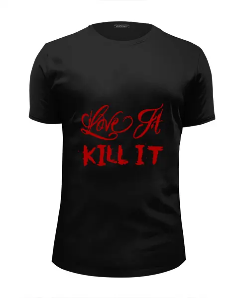 Заказать мужскую футболку в Москве. Футболка базовая LOVE FIT KILL IT RICH PIANA 5% от Михаил - готовые дизайны и нанесение принтов.