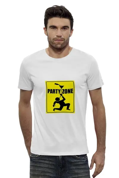 Заказать мужскую футболку в Москве. Футболка базовая PARTY ZONE от gent777 - готовые дизайны и нанесение принтов.