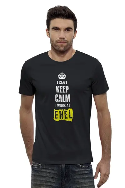 Заказать мужскую футболку в Москве. Футболка базовая Сотрудник Enel от mychamp - готовые дизайны и нанесение принтов.