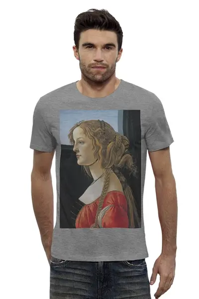 Заказать мужскую футболку в Москве. Футболка базовая Sandro Botticelli - Portrait of Simonetta Vespucci от KinoArt - готовые дизайны и нанесение принтов.