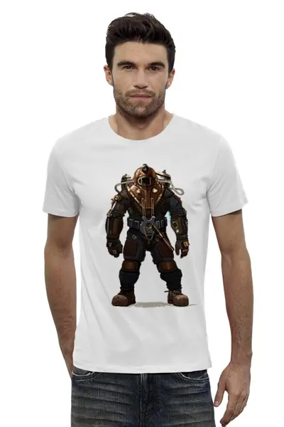 Заказать мужскую футболку в Москве. Футболка базовая Bioshock 2  от karbafoss - готовые дизайны и нанесение принтов.