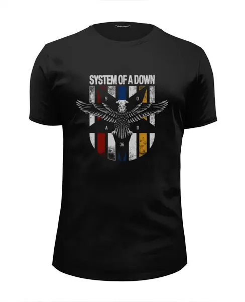 Заказать мужскую футболку в Москве. Футболка базовая System of a Down от geekbox - готовые дизайны и нанесение принтов.